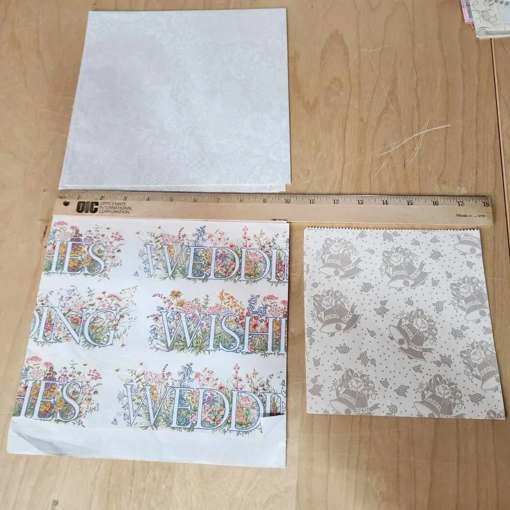 Vintage Gift Wrap Lot Wrapping Paper Wedding Bridal Theme Retro 20+ Sheets